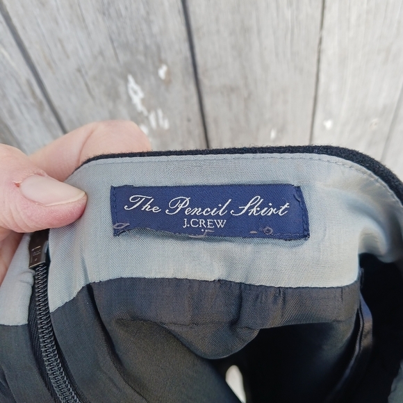 J Crew Size 0 Pencil Skirt Black Wool Blend Lined Preppy Office Academia - Picture 5 of 6